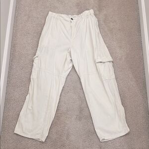 Anthropologie PILCRO Linen Blend Wide Leg Pants Cargo Y2K Baggy Pants Size Large